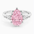Trilogy Fancy Colored Lab Diamond Ring (Pear Side Diamonds) in White Gold 18K
