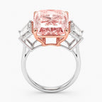 18K Solid Gold Fancy Pink Radiant Trilogy Lab Diamond Ring