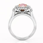18K Solid Gold Rhea Fancy Pink Oval Trilogy Lab Diamond Ring