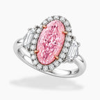 18K Solid Gold Rhea Fancy Pink Oval Trilogy Lab Diamond Ring