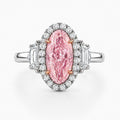 Rhea Trilogy (Epaulette-cut Side Diamonds) Halo Fancy Pink Oval (Moval) Lab Diamond Ring in White Gold 18K