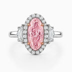 18K Solid Gold Rhea Fancy Pink Oval Trilogy Lab Diamond Ring