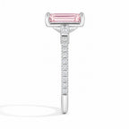 18K Solid Gold Phoebe Fancy Pink Emerald Trilogy Lab Diamond Ring