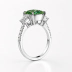 18K Solid Gold Lorina Fancy Green Radiant Trilogy Lab Diamond Ring