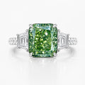 18K Solid Gold Lorina Fancy Green Radiant Trilogy Lab Diamond Ring
