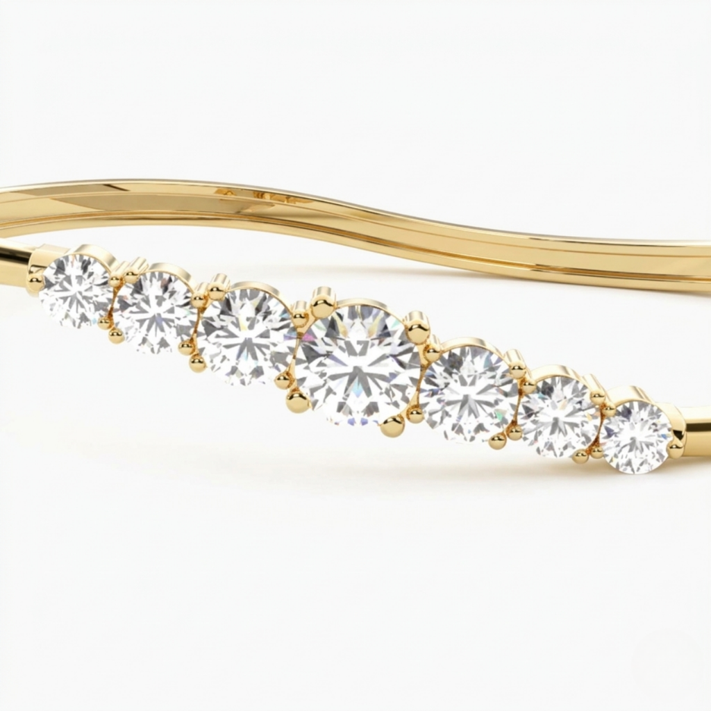 Arcelle Round Lab Diamond ( 2 ct. tw) Bangle Bracelet 18K Gold