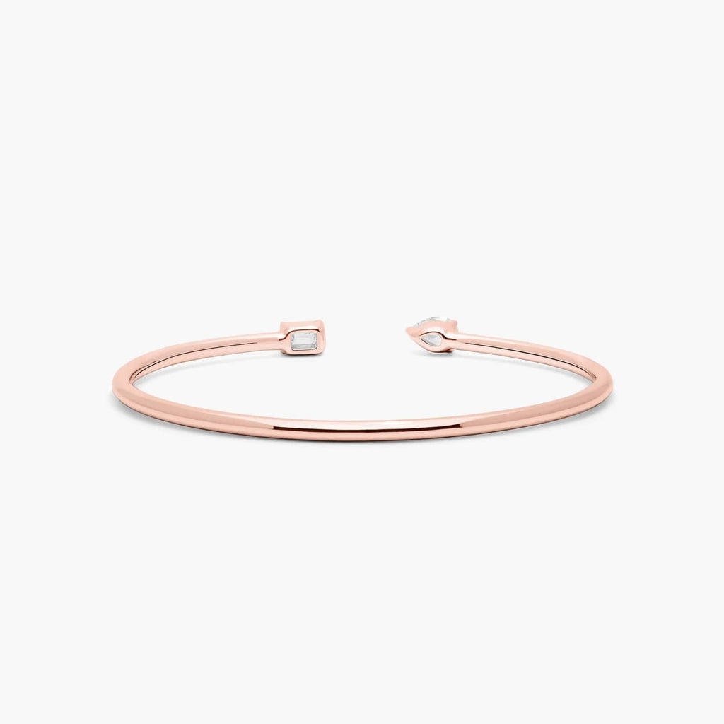 Pear & Emerald Lab Diamond ( 1 ct. tw) Open Bangle Bracelet 18K Gold