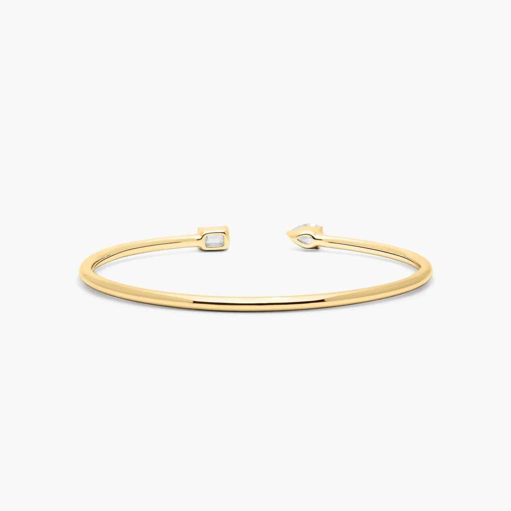 Pear & Emerald Lab Diamond ( 1 ct. tw) Open Bangle Bracelet 18K Gold