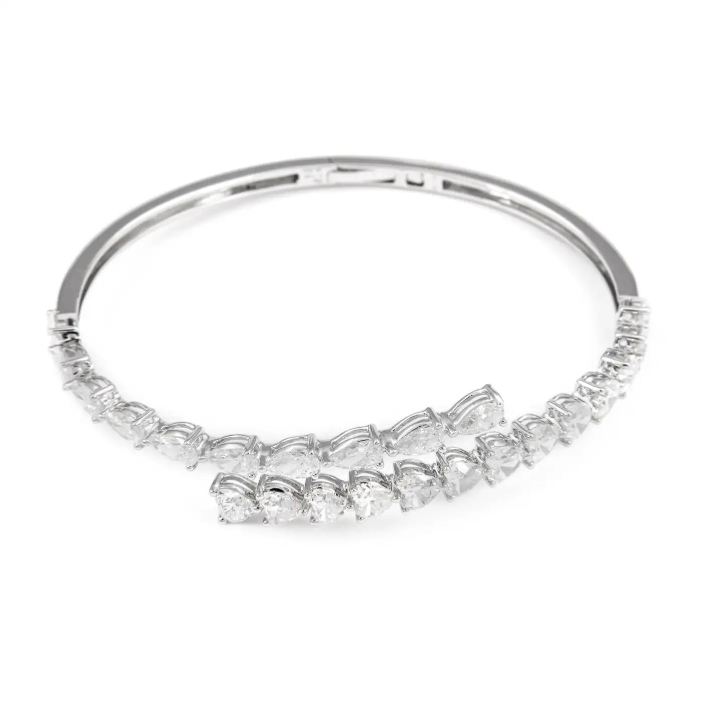 Pear & Heart Lab Diamond ( 3.5 ct. tw) Bangle Bracelet 18K Gold