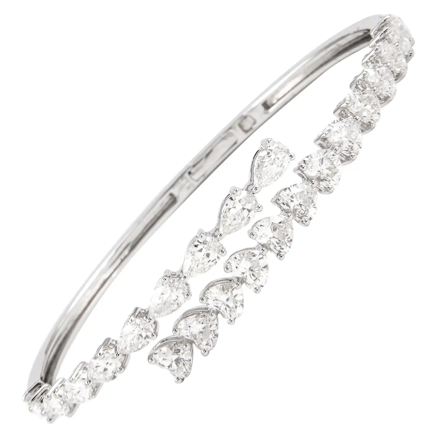 Pear & Heart Lab Diamond ( 3.5 ct. tw) Bangle Bracelet 18K Gold