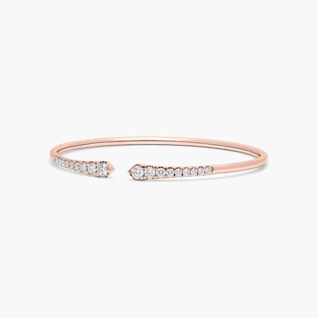 Graduated Pave Lab Diamond ( 1.5 ct. tw) Open Bangle Bracelet 18K Gold