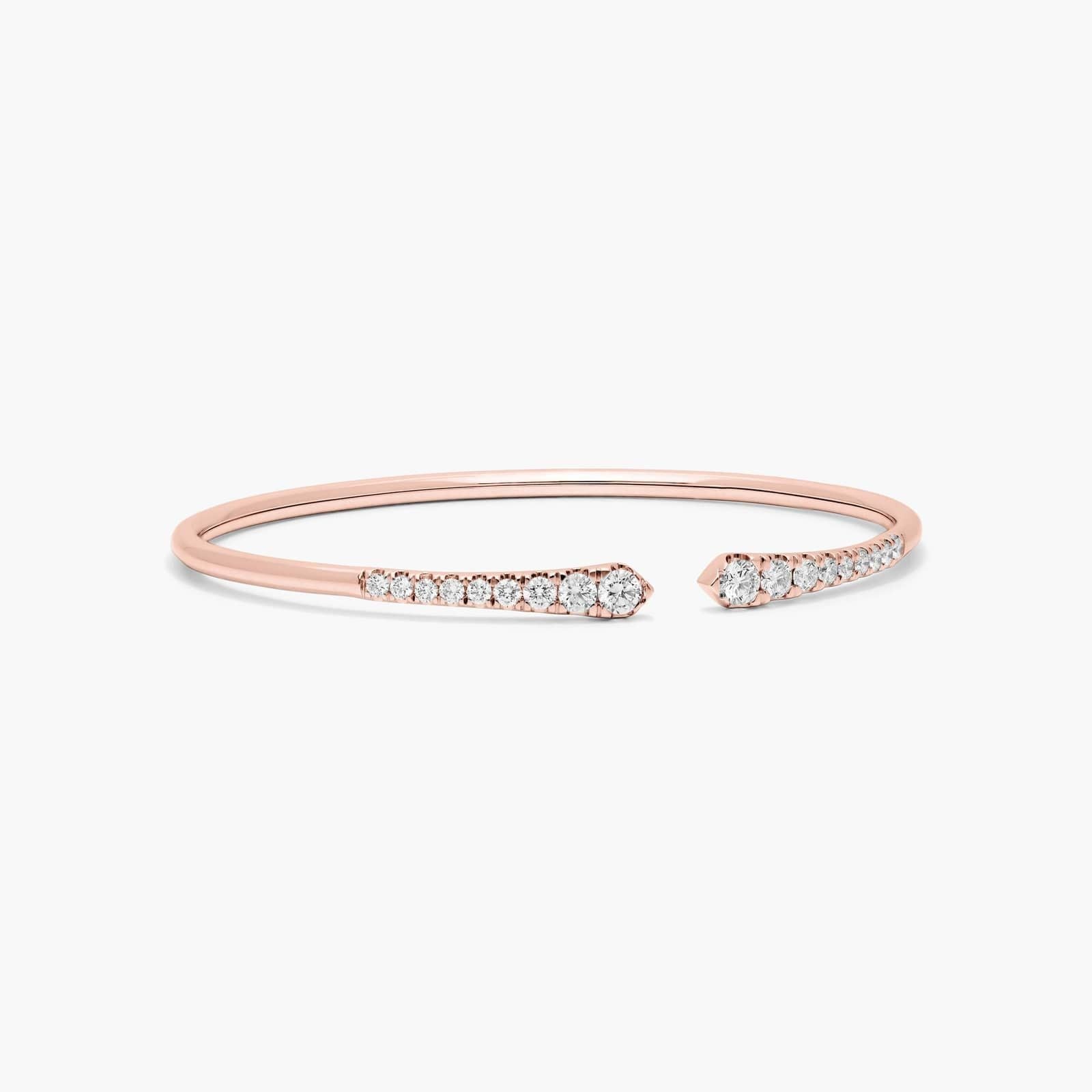 Graduated Pave Lab Diamond ( 1.5 ct. tw) Open Bangle Bracelet 18K Gold