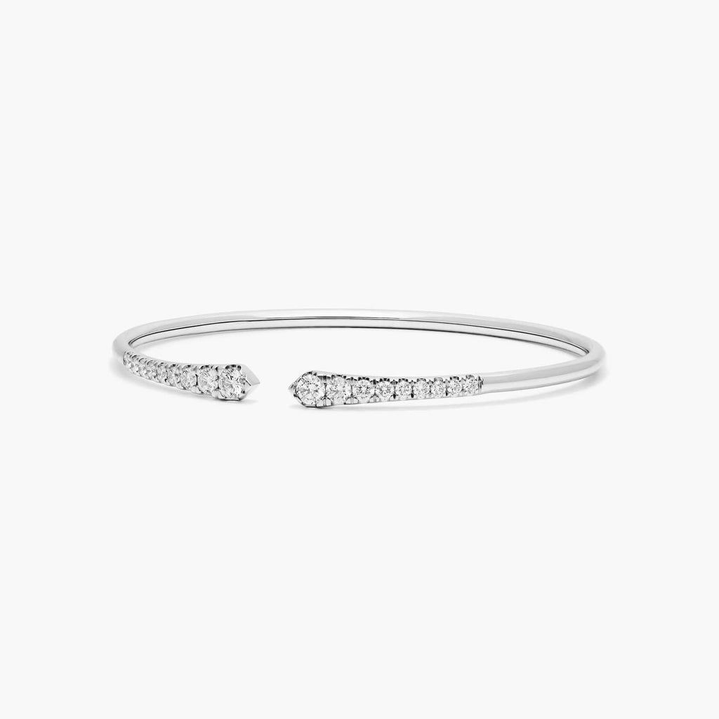 Graduated Pave Lab Diamond ( 1 ct. tw) Open Bangle Bracelet 18K Gold