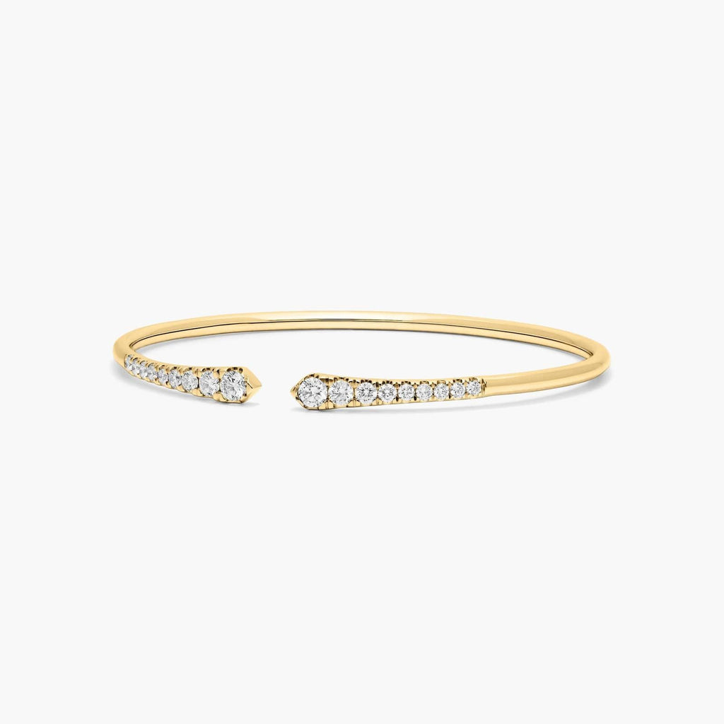 Graduated Pave Lab Diamond ( 1.5 ct. tw) Open Bangle Bracelet 18K Gold