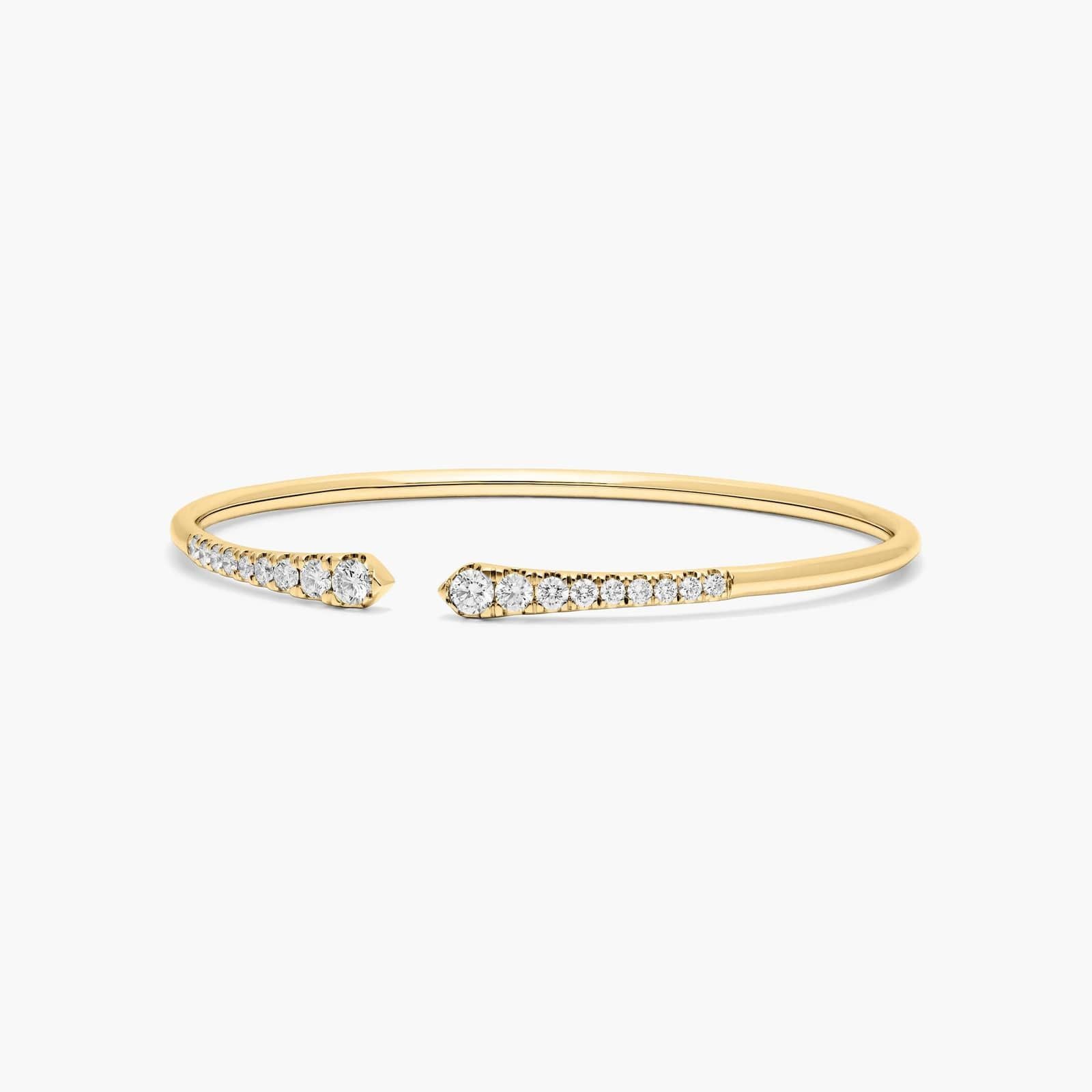Graduated Pave Lab Diamond ( 1 ct. tw) Open Bangle Bracelet 18K Gold