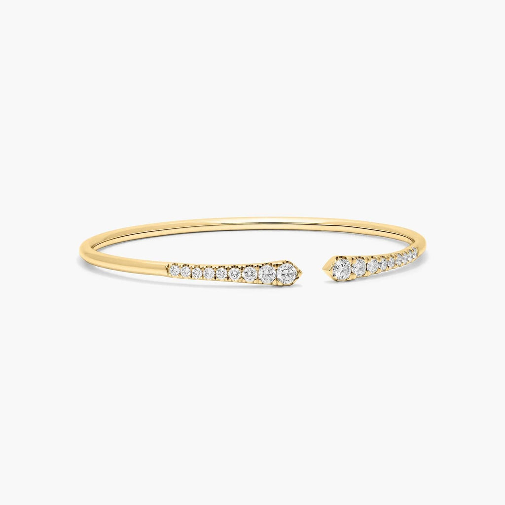 Graduated Pave Lab Diamond ( 1.5 ct. tw) Open Bangle Bracelet 18K Gold
