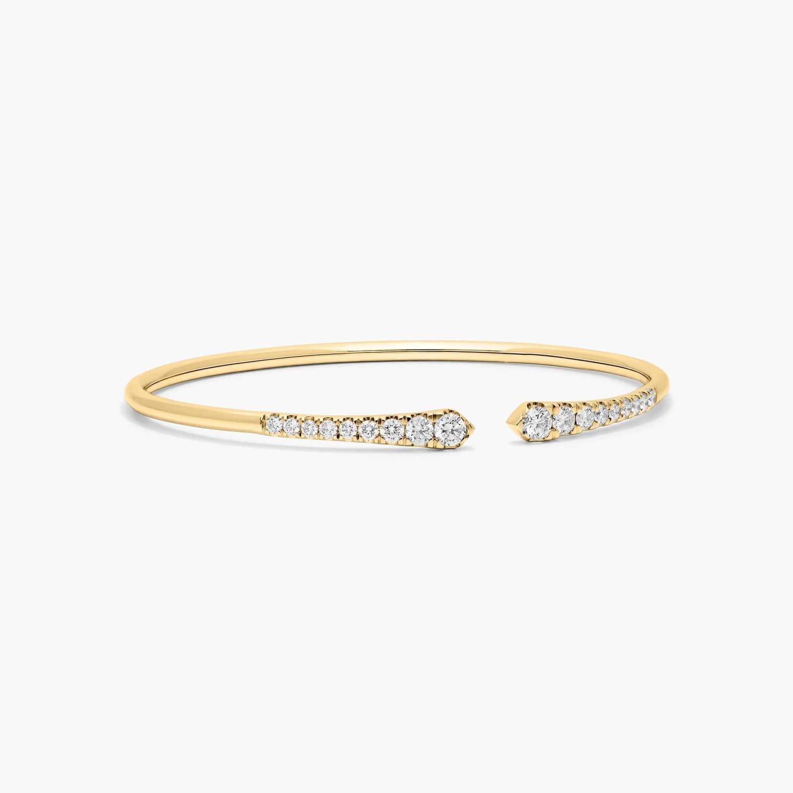 Graduated Pave Lab Diamond ( 1.5 ct. tw) Open Bangle Bracelet 18K Gold