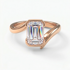 18K Solid Gold Emerald Curved Diamond Bridal Set