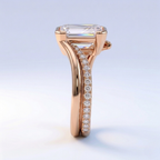 18K Solid Gold Emerald Curved Diamond Bridal Set