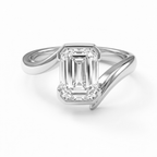 18K Solid Gold Emerald Curved Diamond Bridal Set