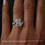 18K Solid Gold Emerald Curved Diamond Bridal Set