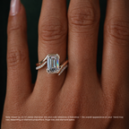 18K Solid Gold Emerald Curved Diamond Bridal Set