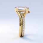 18K Solid Gold Emerald Curved Diamond Bridal Set