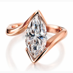 18K Solid Gold Marquise Curved Lab Diamond Ring Set