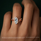 18K Solid Gold Marquise Curved Lab Diamond Ring Set