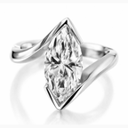 18K Solid Gold Marquise Curved Lab Diamond Ring Set
