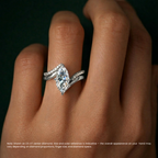 18K Solid Gold Marquise Curved Lab Diamond Ring Set