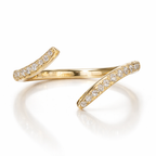 18K Solid Gold Emerald Curved Diamond Bridal Set