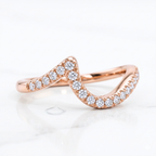 18K Solid Gold Oval Curved Engagement Ring Set