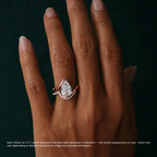 18K Solid Gold Pear Curved Solitaire Ring Set