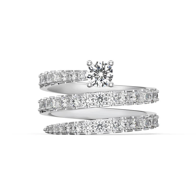 Amin Triple Band Unique Lab Grown Diamond Engagement Ring in 18k Gold - Round - 1 ct