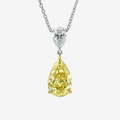 Yellow & White Pear Drop Pendant Lab Diamond Necklace 18K Gold