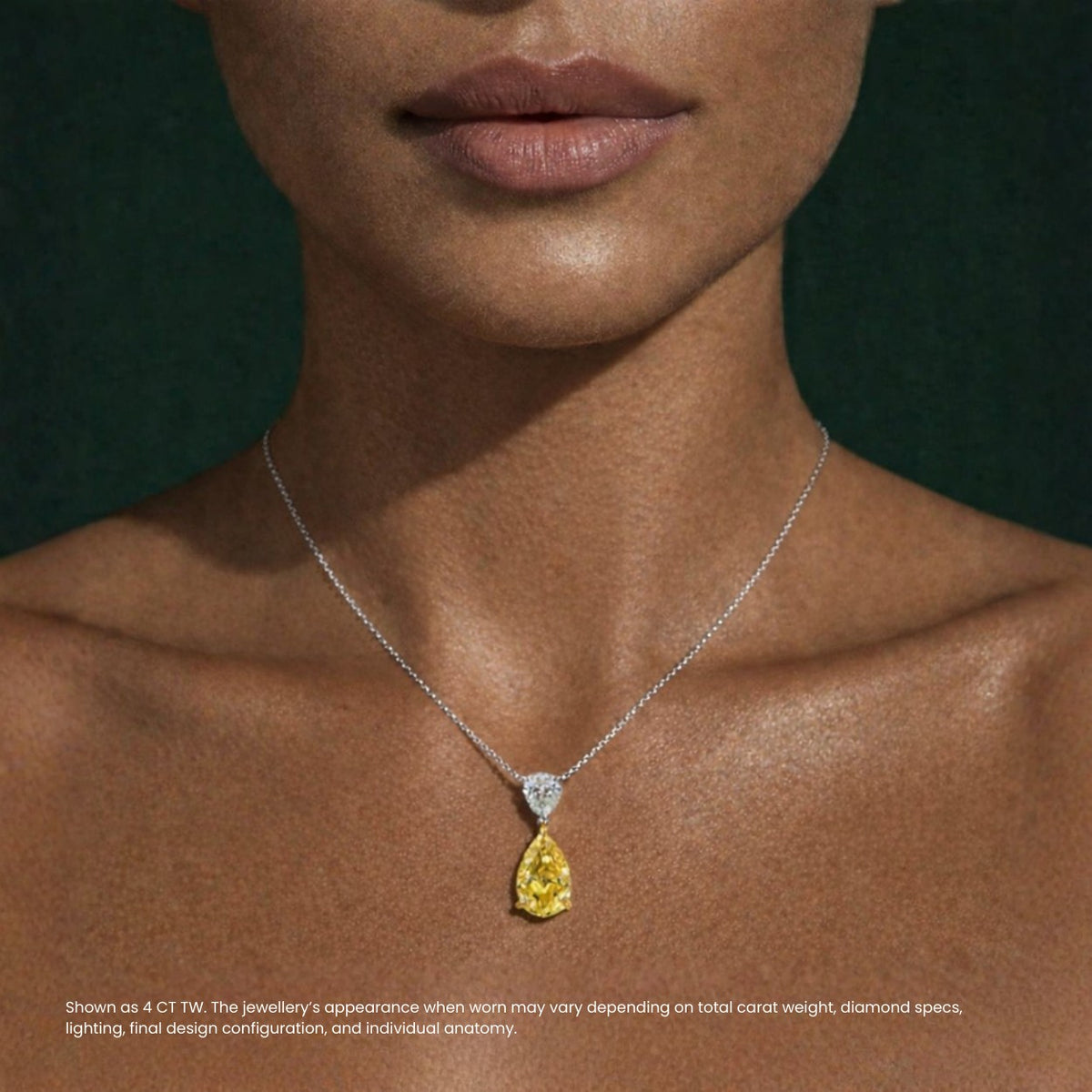 Fancy Yellow & White Pear Drop Pendant Necklace⁠