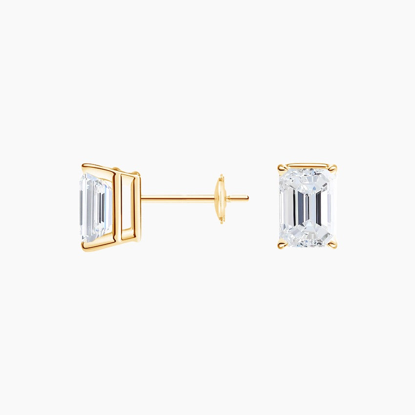 Emerald Stud Lab Diamond Earrings ( 0.75 ct * 2 ) 18K Gold