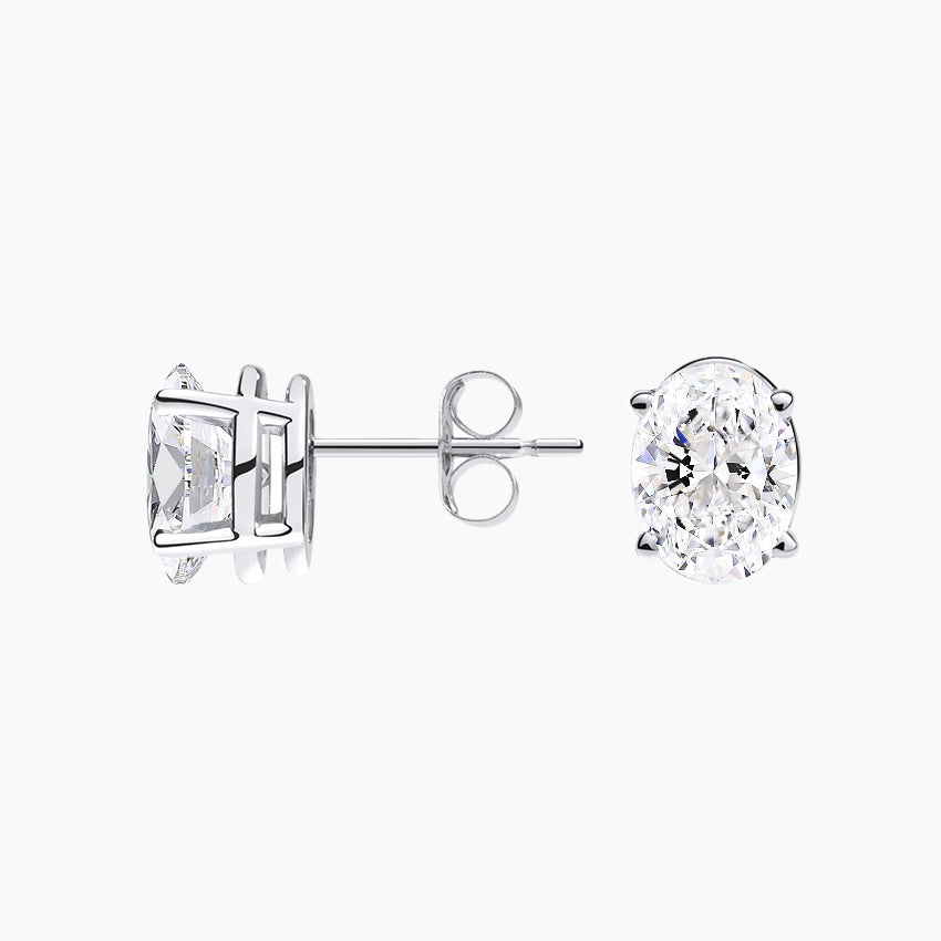 Oval Stud Lab Diamond Earrings ( 1 ct * 2 ) 18K Gold