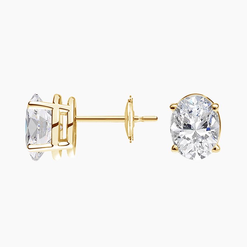 Oval Stud Lab Diamond Earrings ( 1 ct * 2 ) 18K Gold