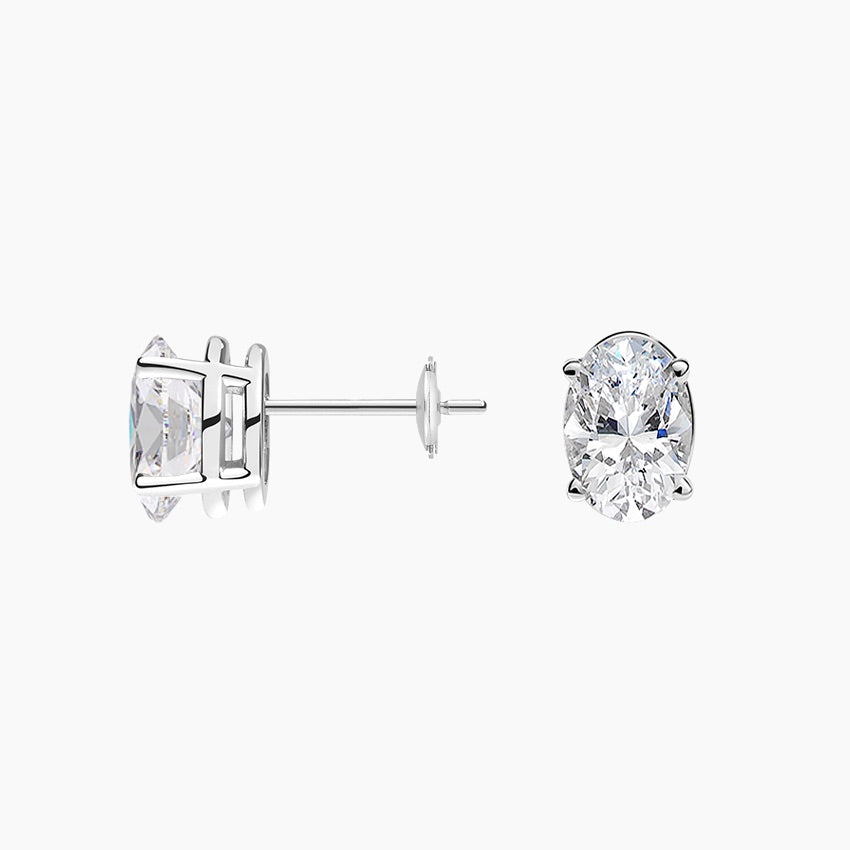 Oval Stud Lab Diamond Earrings ( 0.75 ct * 2 ) 18K Gold