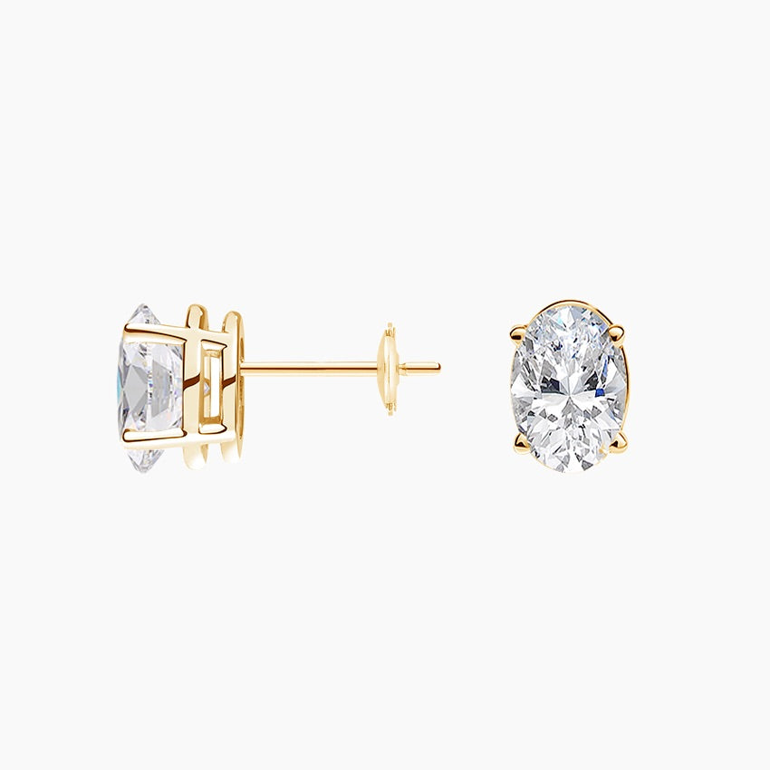 Oval Stud Lab Diamond Earrings ( 0.75 ct * 2 ) 18K Gold