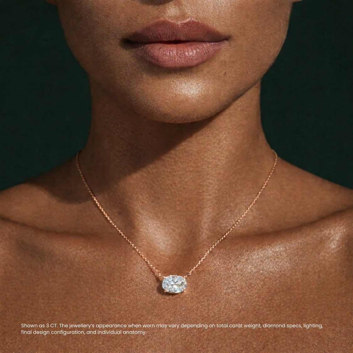 East-West Oval Diamond Solitaire Pendant Necklace⁠