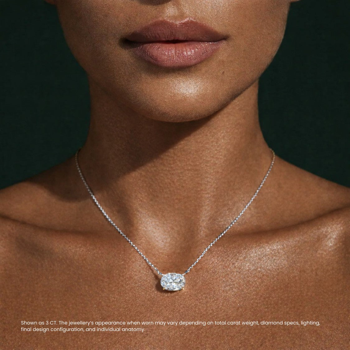 East-West Oval Diamond Solitaire Pendant Necklace⁠