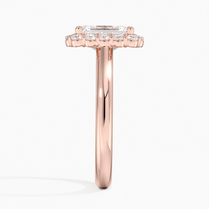 18K Solid Gold Solitaire Halo Ring