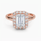 18K Solid Gold Solitaire Halo Ring