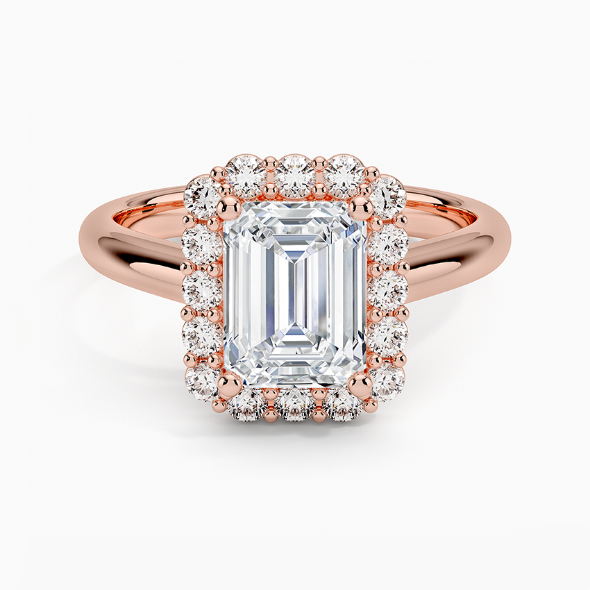18K Solid Gold Solitaire Halo Ring