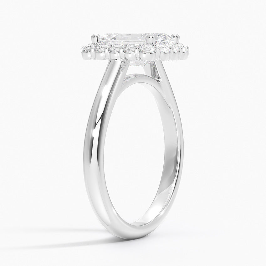 18K Solid Gold Solitaire Halo Ring