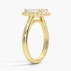 18K Solid Gold Solitaire Halo Ring