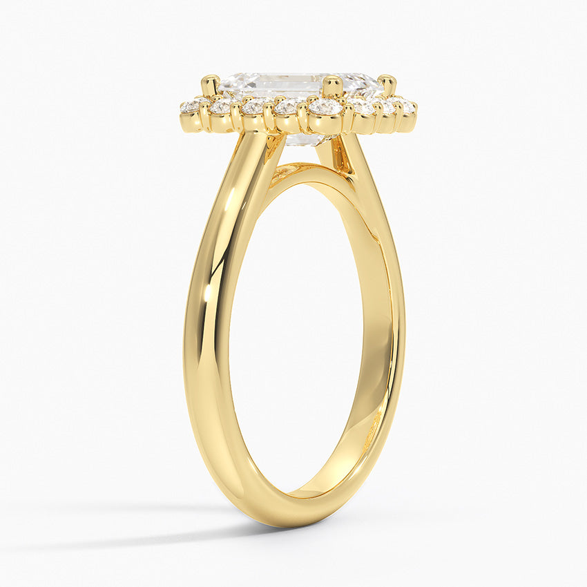 18K Solid Gold Solitaire Halo Ring